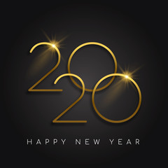 New Year 2020 gold number black background card