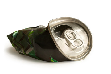 aluminum soda and beer beverage can isolated on white background, metal can, recyclable product, environmental care