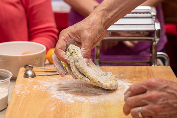 Process of making pasta with herbed pasta dough