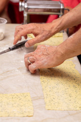 Process of making pasta with herbed pasta dough