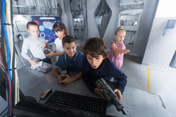 Fototapeta premium Children playing in bunker questroom