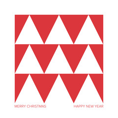 Minimal and Modern Christmas Card Design with Triangles and Red Background. Vector illustration.