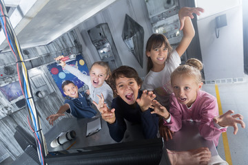 Children playing in bunker questroom