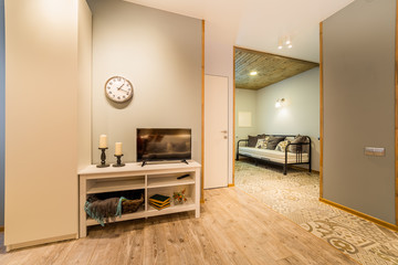 Beautiful modern studio home interior. New design.