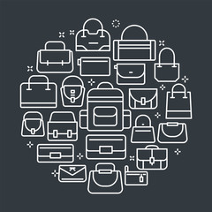 Bags Outline Illustration Concept.