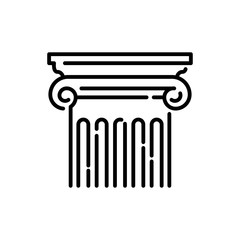 Símbolo museo. Icono plano lineal detalle de columna en color negro - obrazy, fototapety, plakaty