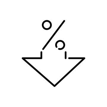 recommend clip art: Icono plano lineal porcentaje con flecha hacia abajo en color negro