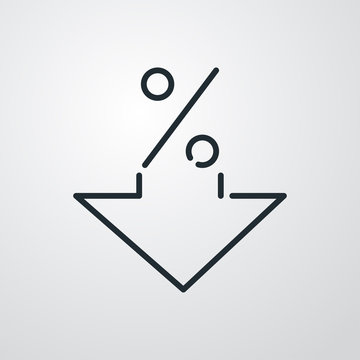 recommend clip art: Icono plano lineal porcentaje con flecha hacia abajo en fondo gris