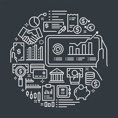 Business & Finance Outline Illustration Concept.