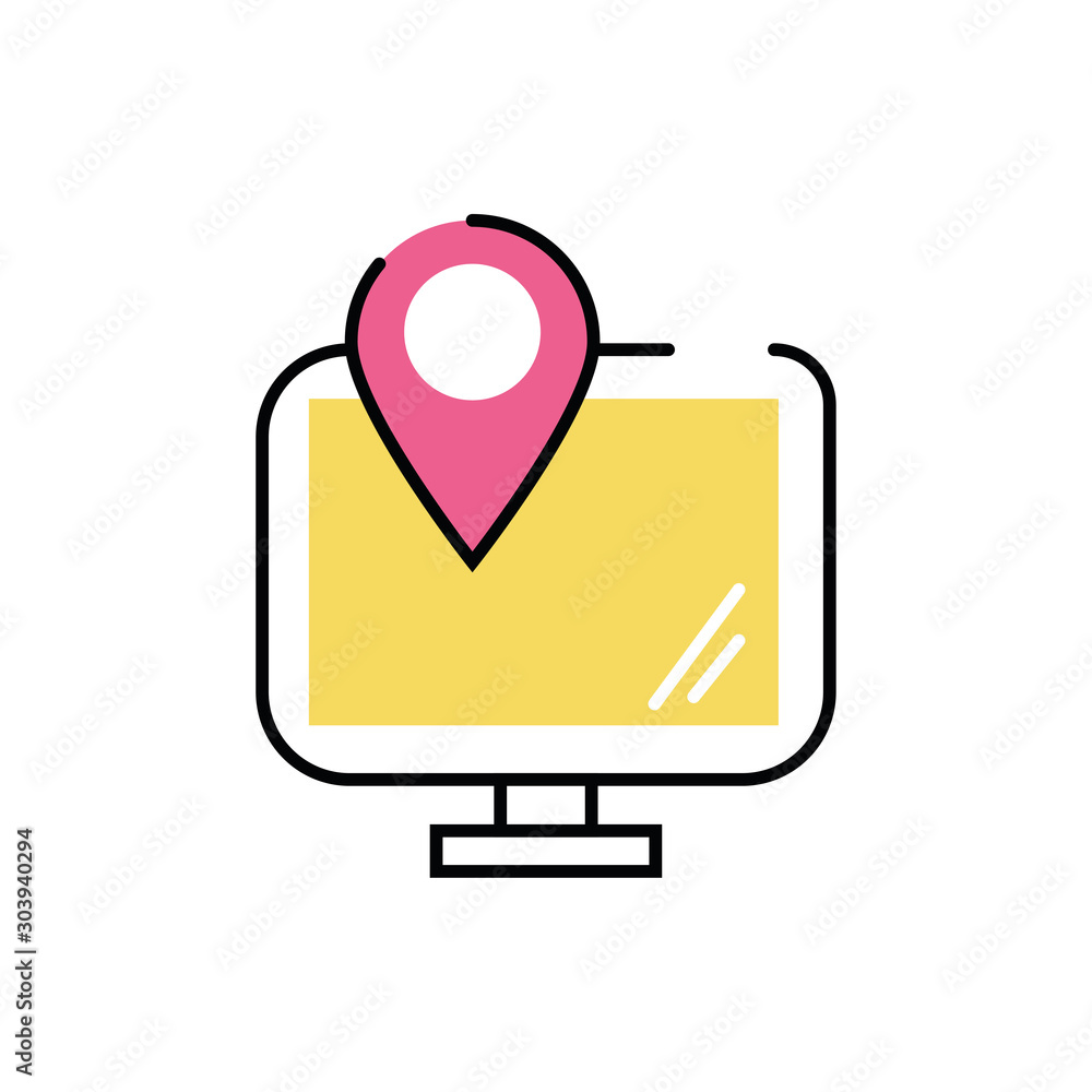 Poster pin location mark in computer
