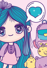 anime cute girl love chickens backpack
