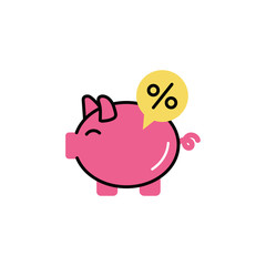 piggy savings with percent symbol icon