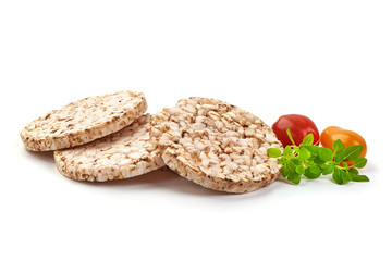 Rice cakes, corn biscuits, isolated on white background