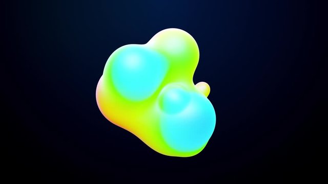 abstract 3d background with beautiful colorful gradient on metaball, spheres circulate in air with inner glow, merge like drops of water. Abstract bubbles in liquid with glow gradient colors