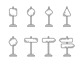 Road linear signs set. Vector illustration.