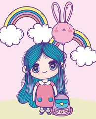 anime cute girl rabbit shape balloon rainbows bag outdoor