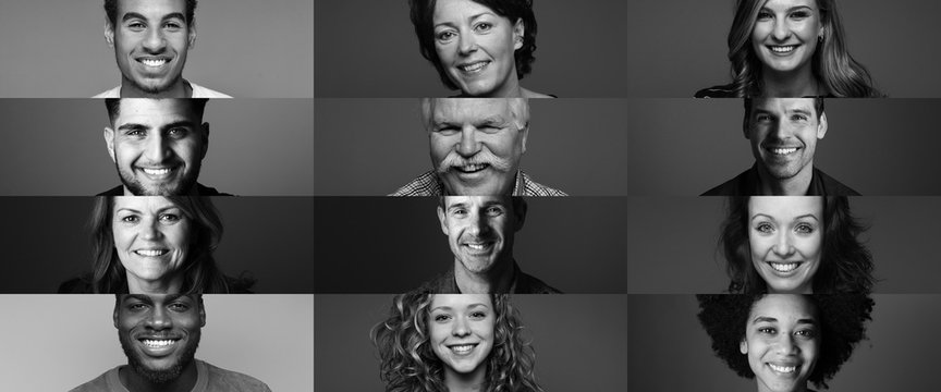 Group of people in front of a black background