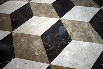 natural marble stone floor with a geometric pattern