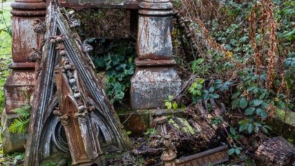 Broken roof of tombstone