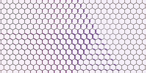 Abstract hexagonal background pattern; white and purple honeycomb grid with shadows; mosaic mesh wallpaper 3d rendering, 3d illustration