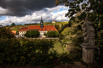 Fototapeta na wymiar Castle with castle church Diesbar-Seußlitz in Saxony