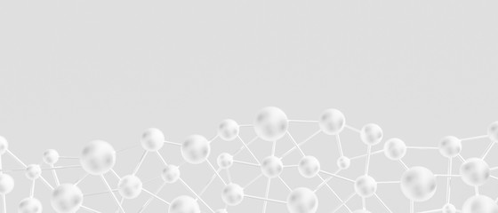 molecular net background, abstract futuristic background technology concept white color with empty space. 3d illustration