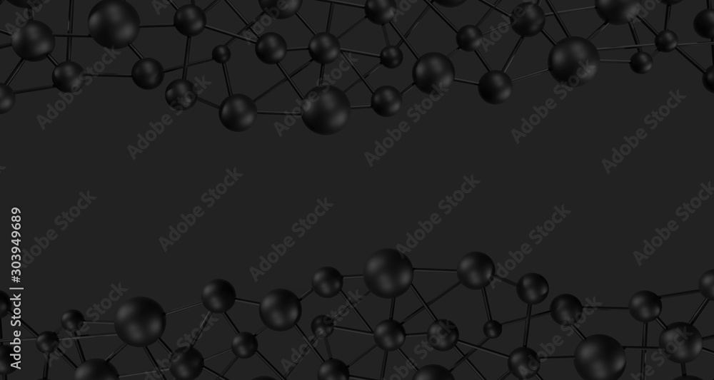 Poster molecular net background, abstract futuristic background technology concept blackcolor with empty sp