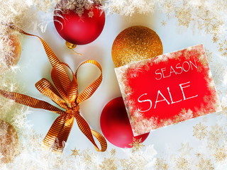  Merry Christmas wishes  greetings card, red silver and gold  ball on white background with best...