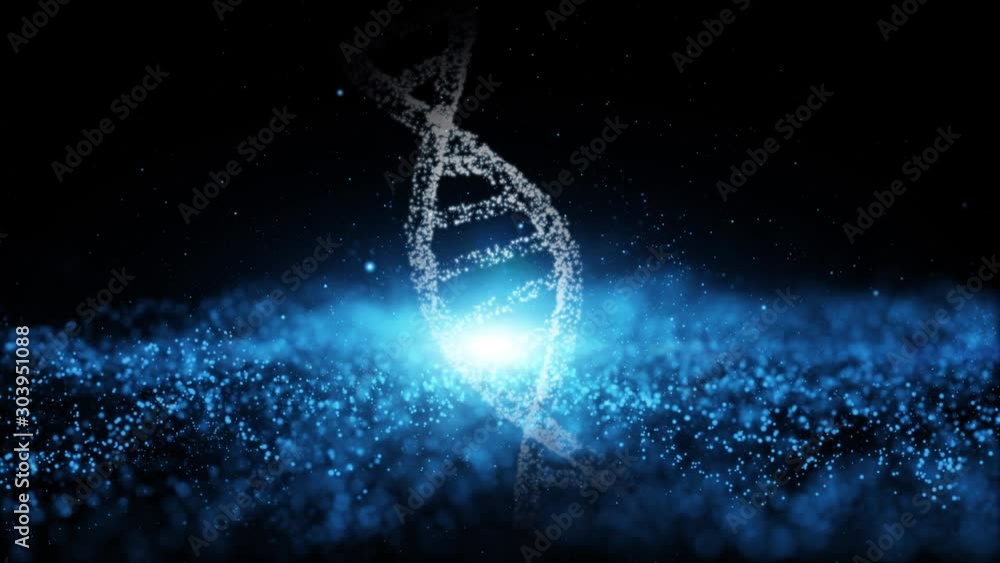 Poster conceptual digital cyberspace animation with dna cell rotation copy space background.