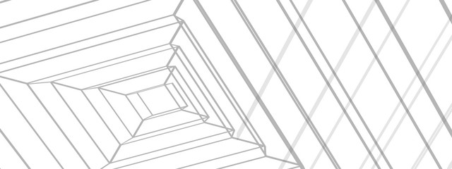 abstract background, light blue futuristic architecture concept geometrical lines, creating space subdivisions. white 3d illustration