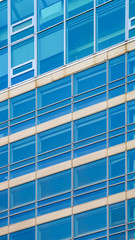 Glass Business office building architecture in Modern City in Vienna of Austria. Urban corporate skyscraper exterior and skyline. Finance commercial center