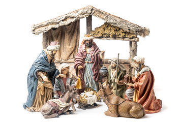 Three Wise Kings and Holy Family Christmas Ceramic Figurines	