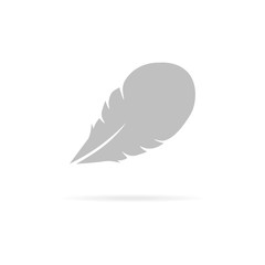 White feather. Logo. Isolated feather on white background