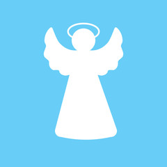 Angel icon with long shadow. Vector illustration, flat design, EPS 8.