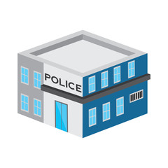 Isolated 3D police station building - Vector illustration