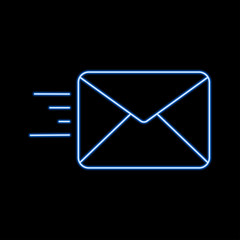 Mail blue glowing neon ui ux icon. Glowing sign logo vector