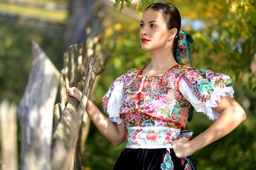 Slovak  folklore.  Slovak girl.