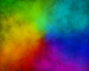 Colorful rainbow scheme cloud connecting in the middle. Colorful smoke of rainbow colors