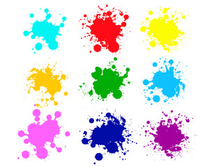 Color ink splashes. Grunge splatters. 