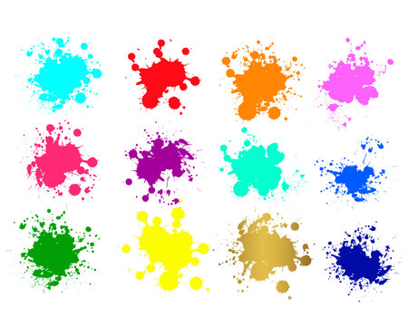 Color ink splashes. Grunge splatters. 