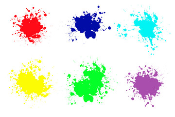 Fototapeta na wymiar Color ink splashes. Grunge splatters. 