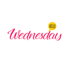 Hand lettering phrase Hello Wednesday