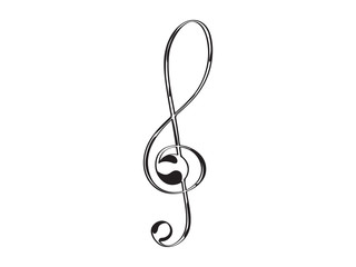 Sketch of a treble clef. Musical note - Vector