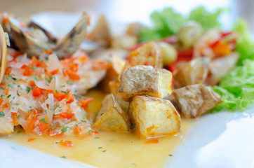 hake with clams - spanish cuisine