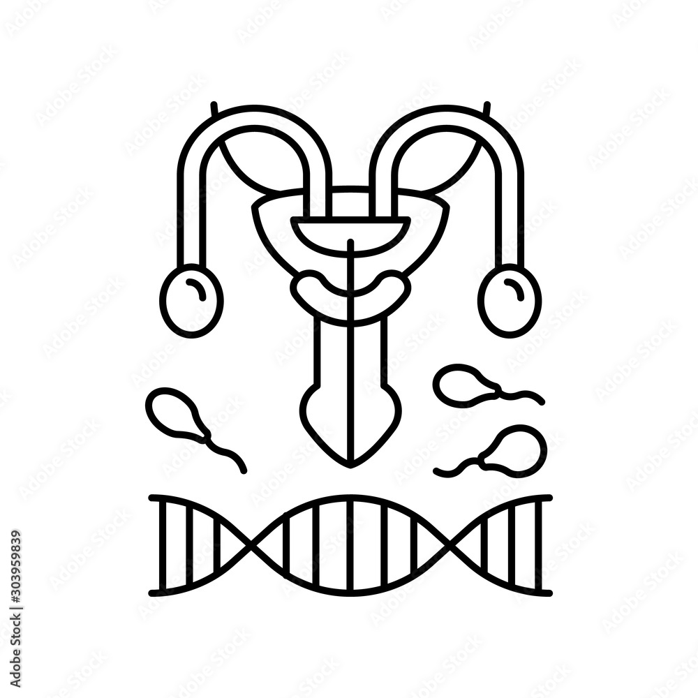 Poster urethra dna spermatozoid icon. simple line, outline vector of urology icons for ui and ux, website o