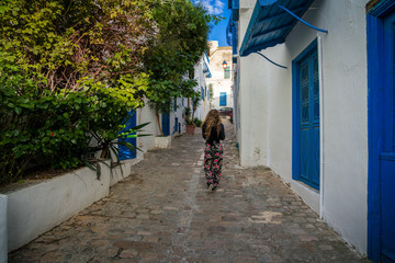 Fototapeta na wymiar Sidi Bou Said town in Tunisia Known for extensive use of blue and white