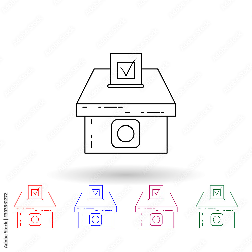 Poster ballot box multi color icon. simple thin line, outline vector of election icons for ui and ux, websi