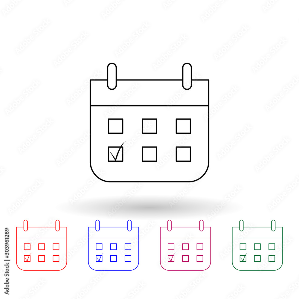 Poster voting calendar multi color icon. simple thin line, outline vector of election icons for ui and ux, 