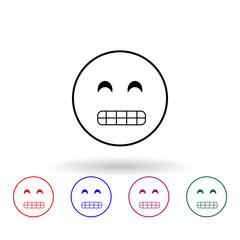 Show teeth multi color icon. Simple thin line, outline vector of emoji icons for ui and ux, website or mobile application