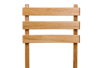 The back of a wooden chair with a texture made of natural oak is not painted.